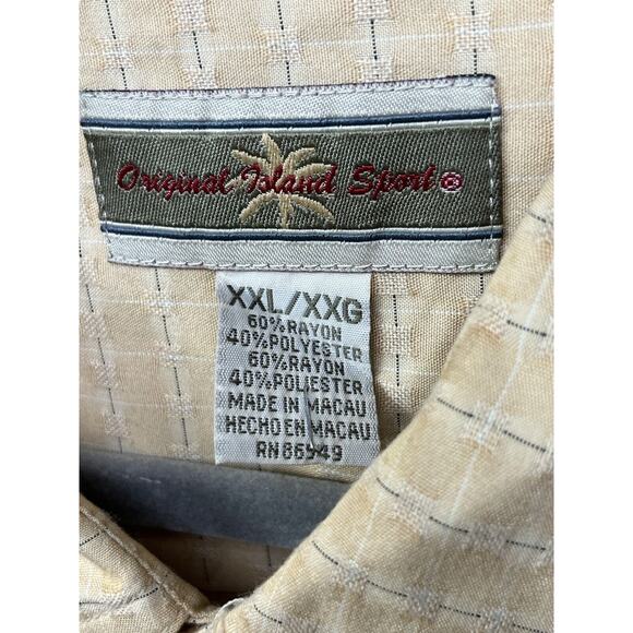 Original Island Sport Shirt‎ Mens XXL Yellow Plaid Hawaiian Casual Button-Front - Picture 5 of 7